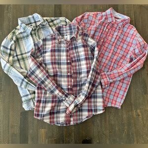 Lot of 3 - Janie and Jack plaid boys button downs- size 12